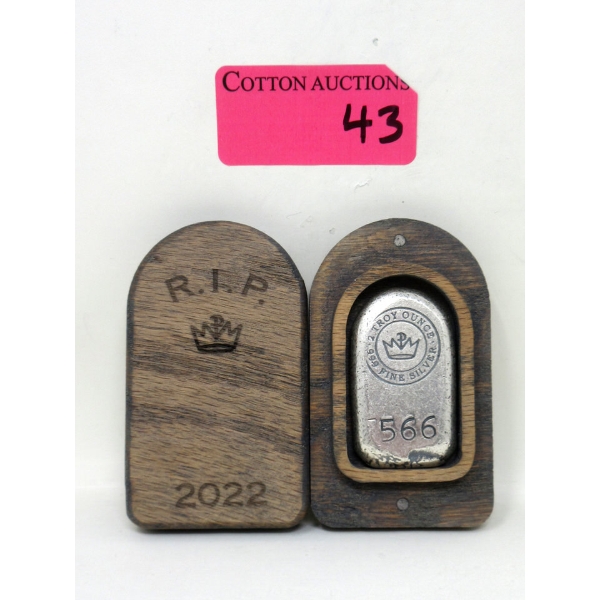 2 Oz .999 Silver 2022 RIP Tombstone Numbered Bar 