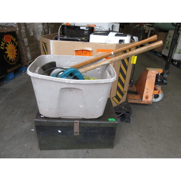 Metal Military Foot Locker & Tote of Tools