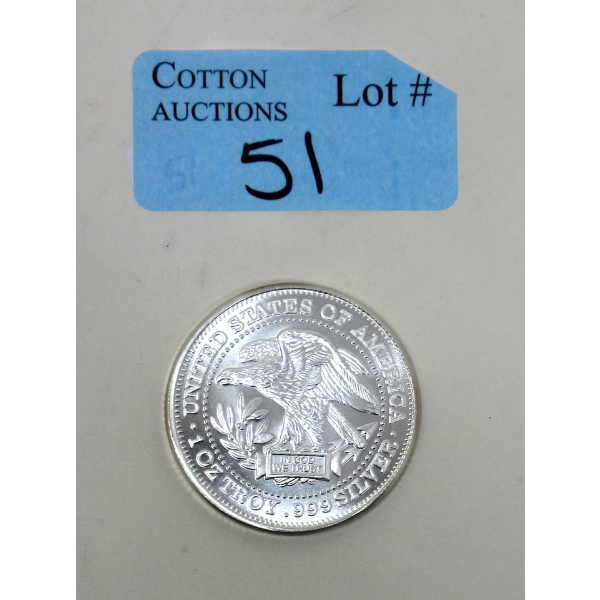1 Oz .999 Silver Eagle/ Silver Trade Unit Round 