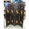 Image 1 : Four-Panel Black Lacquer Oriental Screen - 71" Tall