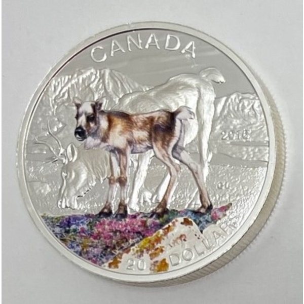 1 Oz .9999 Silver Baby Animal Woodland Caribou Calf $20 Coin 