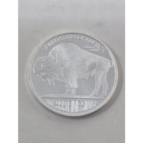 1 Oz .999 Silver Buffalo/Indigenous Art Round 