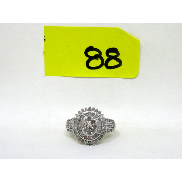 1 CTW Diamond and Sterling Silver Cocktail Ring - Size 10