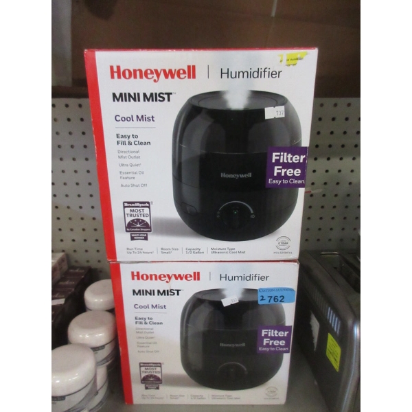 2 Honeywell Mini Mist Cool Mist Humidifiers - Black