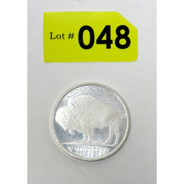 1 Oz .999 Silver Indigenous/Buffalo Art Round 