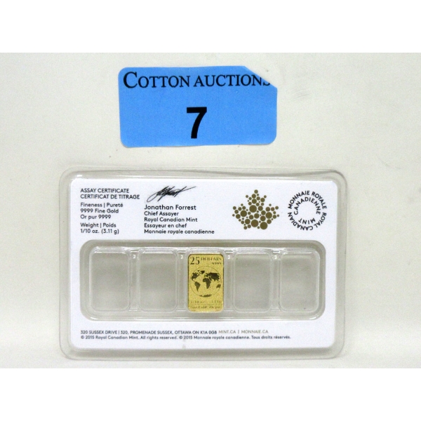 1/10 Oz .9999 2016 Legal Tender $25 Coin 