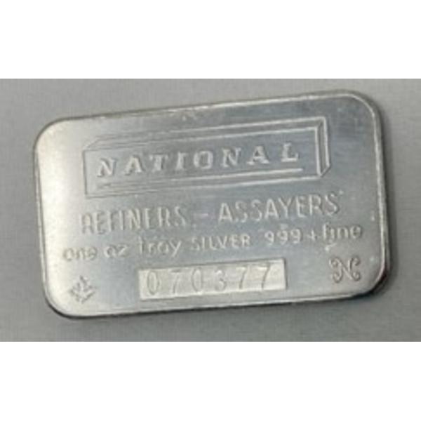 1 Oz National Refiners .999 Silver Bar