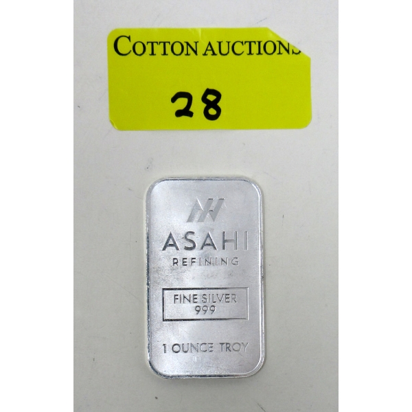1 Oz .999 Silver Asahi Refining Bar 