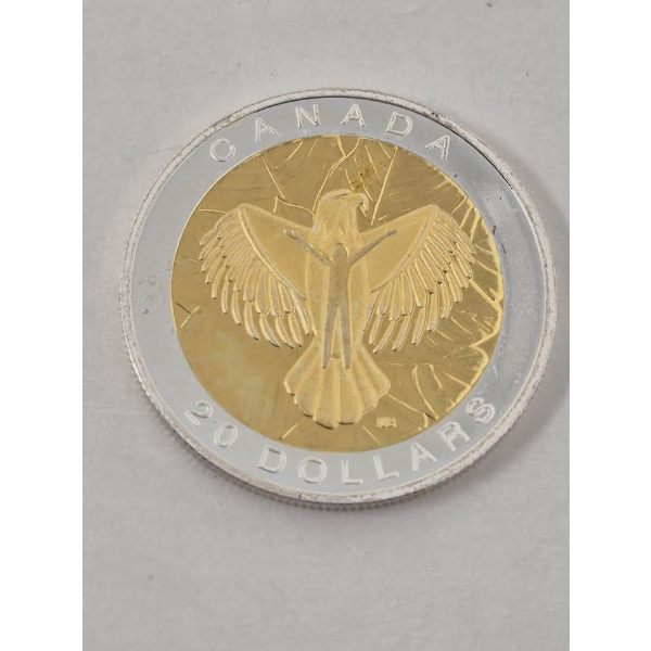 1 Oz .9999 Silver 2014 Thunderbird 24K Gold Plated Coin 