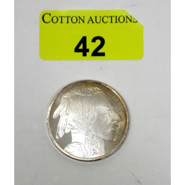 1 Oz .999 Silver Indigenous/Buffalo Art Round 