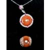 Image 1 : .925 Sterling Silver and Carnelian Ring and Necklace
