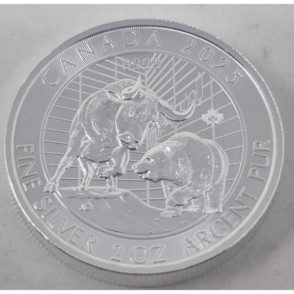 2 Oz .9999 Silver 2025 Bull Vs Bear Coin 