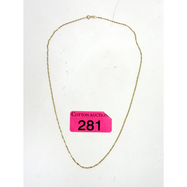 10 KT Gold Fine 20" Singapore Twist Chain