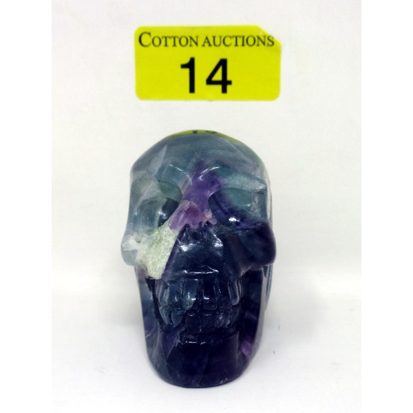 297 Gram Fluorite Gemstone 3D Skull