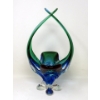 Image 1 : Mid-Century Blue/Green Art Glass Centerpiece 