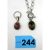 Image 1 : .925 Silver Citrine Necklace & Art Glass Egg Charm
