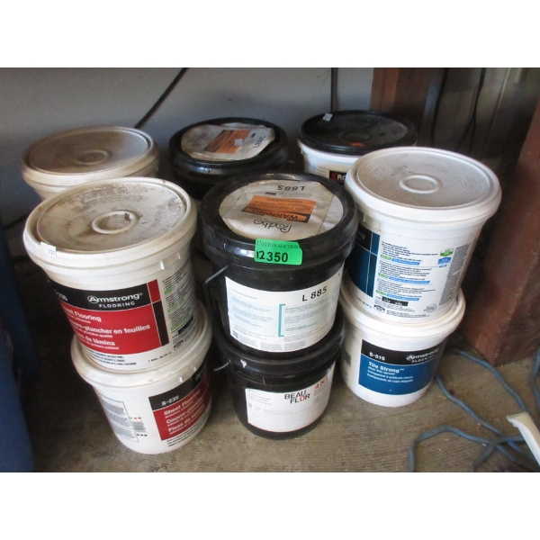 12 x 1 Gallon Pails of Flooring Adhesive - Assorted