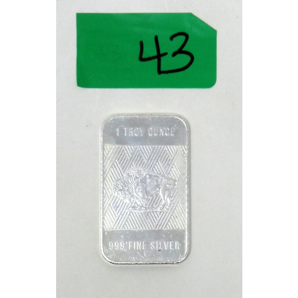 1 Oz .999 Silver Indigenous/Buffalo Bar 