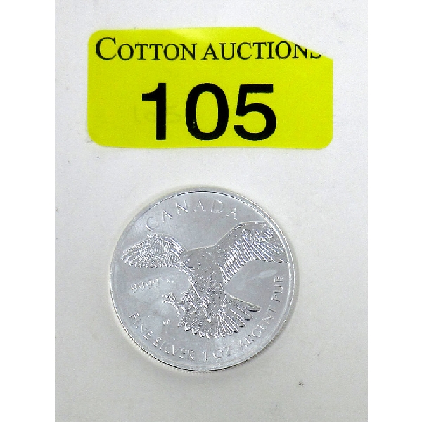 1 Oz .9999 Silver 2014 Peregrine Falcon Coin 