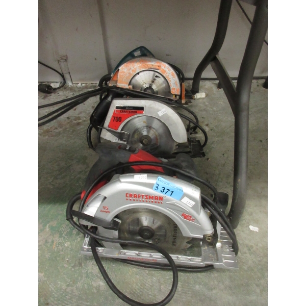 1 Makita and 2 Craftsman Electric Circular Saws