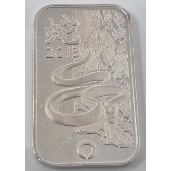 1 Oz .999 Silver 2013 Year of the Snake Bar