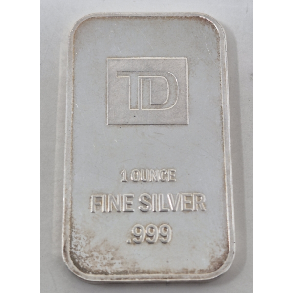 1 Oz .999 Silver TD Bank Investor Bar