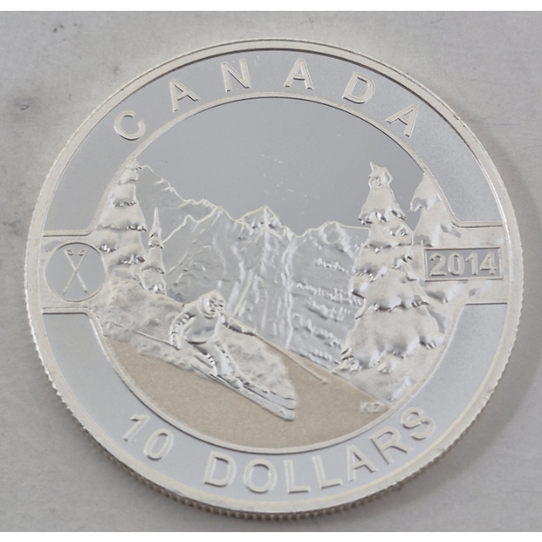 1/2 Oz .9999 Silver 2014 Canadian Skiing Coin 