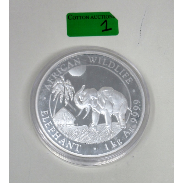 1 Kilo .9999 Silver African Wildlife Elephant Coin 