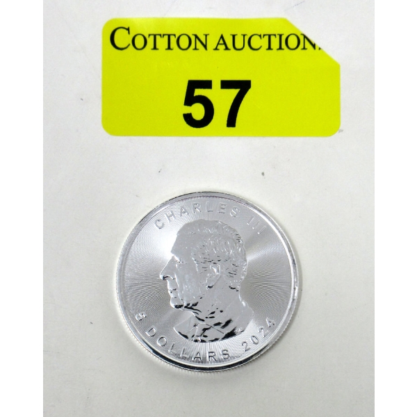 1 Oz .9999 Silver 2024 Canada Maple Leaf Coin 