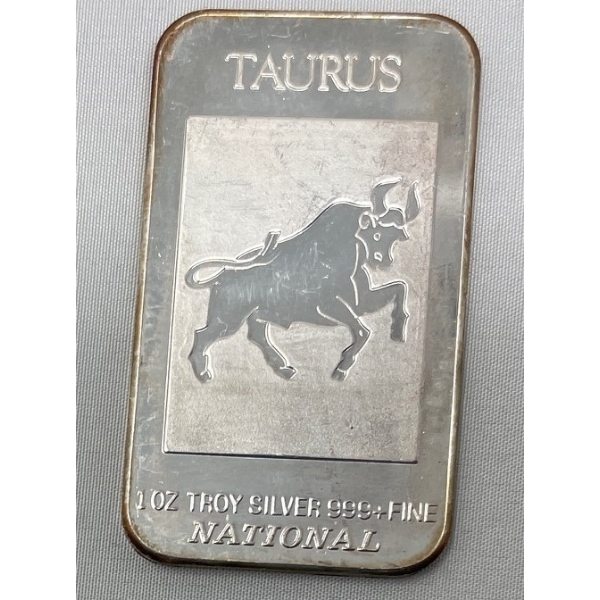 1 Oz .999+ Silver Taurus Bar 