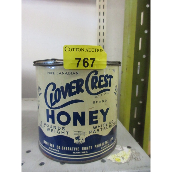 Vintage 4 Pound Clover Crest Honey Tin
