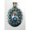 Image 1 : Large Southwestern .925 Silver & Turquoise Pendant 