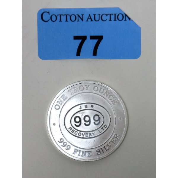 1 Oz .999 Silver JBR Ethically Sourced Round 