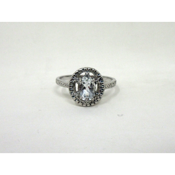 Blue Topaz & Diamond Sterling Silver Cocktail Ring