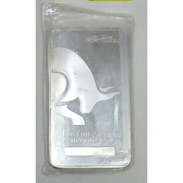 10 Oz .999 Silver Silver-Gold-Bull Bar 