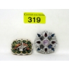 Image 1 : 2 Multicolour Crystal Brooches - Preowned - Like New