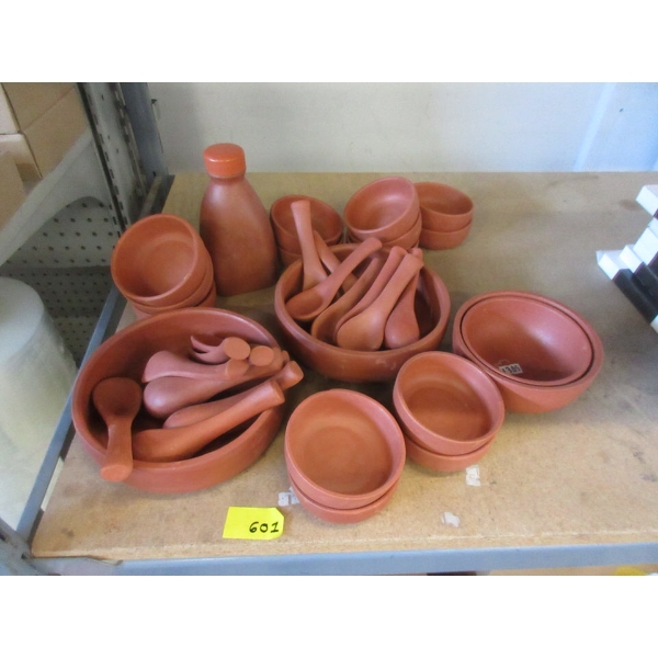 30+ Pieces of Red Clay Bowls and Spoons - Unglazed
