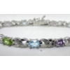 Image 2 : 6.5 CTW Multi-Gemstone & Diamond Tennis Bracelet 