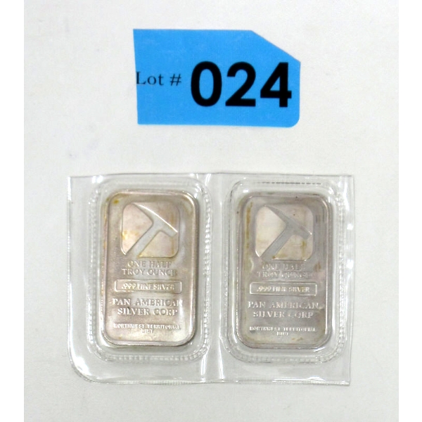 Uncut 2 x 1/2 Oz .999 Silver Pan American Bars 