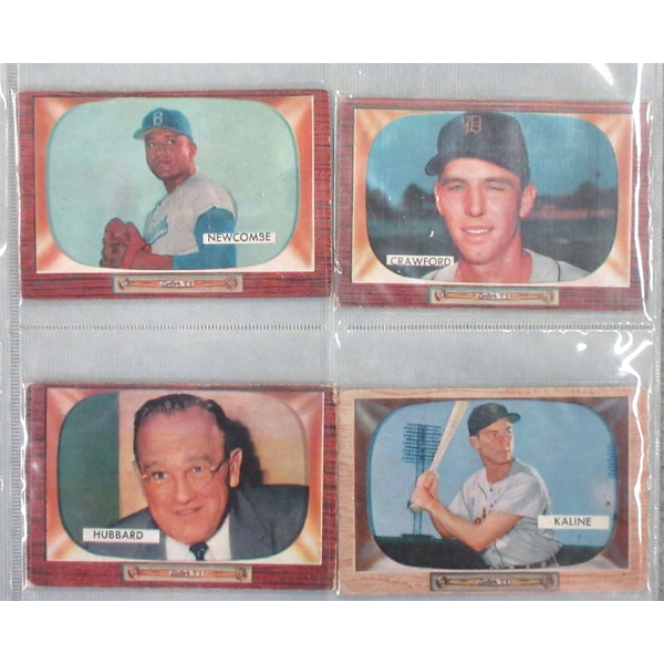 Four 1955 Bowman "Color TV" Baseball Trading Cards