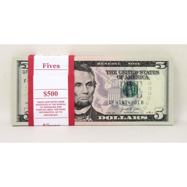100 x $5 USD Uncirculated Sequentially Numbered Bundle 
