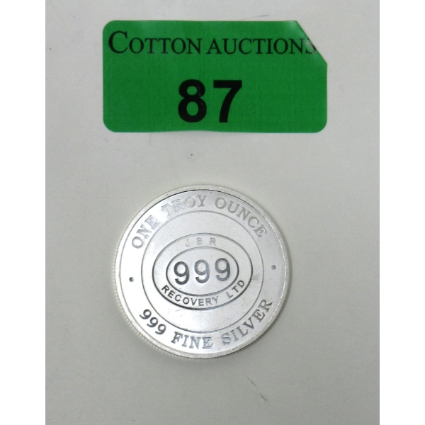 1 Oz .999 Silver JBR Ethically Sourced Silver Round 