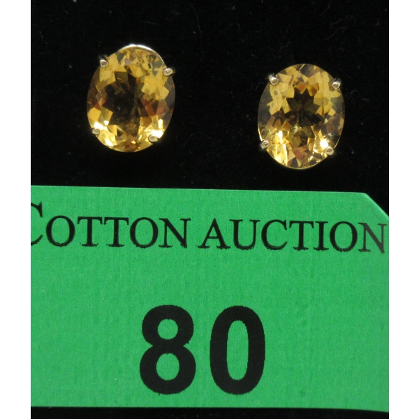 Pair of 14 KT Gold 9.4 CTW Citrine Earrings