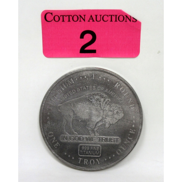 1 Oz .999 Fine Titanium Buffalo USA Round