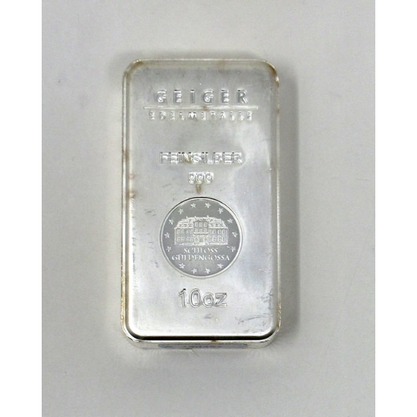 10 Oz .999 Silver Geiger Edelmetalle Bar 