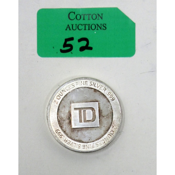 2 Oz .999 Silver TD Investor Round 
