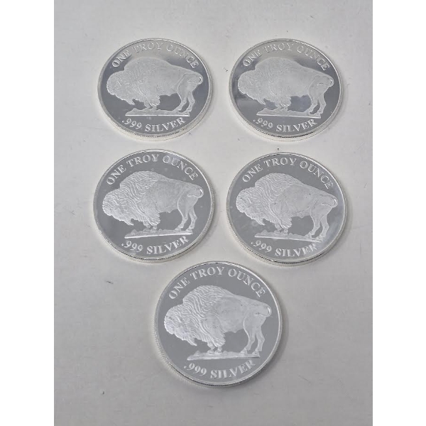 5 x 1 Oz .999 Silver RMC Mint Art Round 