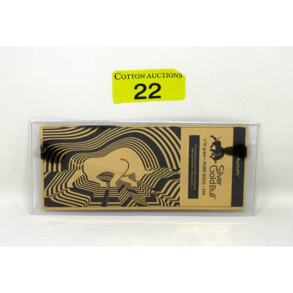 1/10 Gram .9999 Fine Gold Foil Note 
