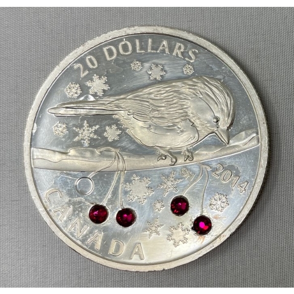 1 Oz .9999 Silver Holiday Sparkle-Songbird Coin 