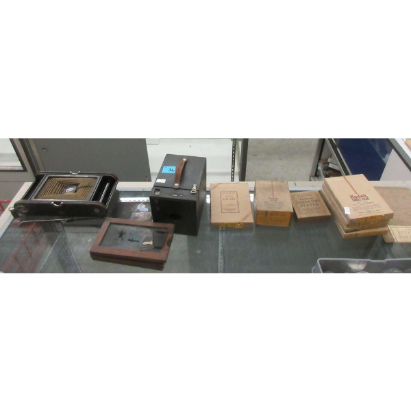 14 Pcs. Lot of Vintage Cameras, Slides & Film